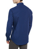 Medallion-Pattern Long-Sleeve Sport Shirt