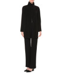 Mock-Neck Open-Front Jacket, Black