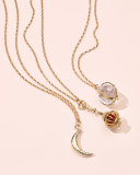 Extra Large 18k Gold Carpe Diem Pendant Necklace, 30"L