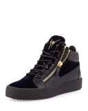 Men's Velvet & Patent Leather Mid-Top Sneaker