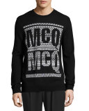 Fair Isle Logo Crewneck Sweater, Darkest Black