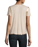 Tino Foil-Trim Tee, Beige