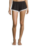 Majestic Lace-Trim Boxer Shorts, Black/White