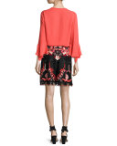 Shia Bell-Sleeve Silk Blouse, Pink