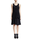 Sleeveless Scoop-Neck Tiered Dress, Black