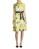 sunny daisy silk organza shirtdress, yellow