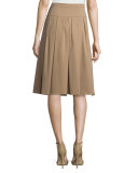 Drop-Waist Pleated Skirt, Fawn