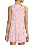 Floral-Print Keyhole Chemise, Pink Pattern