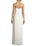 Sleeveless Velvet Slip Gown, Ivory