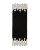 Shaded Lace-Trim Plisse Shawl, Black/Gold