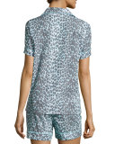 Wild Thing Shorty Pajama Set, Gray/Aqua