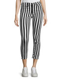 Benton Bengal Stripe Capri Jeans, Black/White