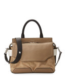 Pilot Suede & Leather Satchel Bag, Brown