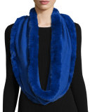 Fur-Trim Cashmere & Wool Infinity Scarf, Cobalt