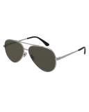 Monochromatic Metal Aviator Sunglasses, Silver