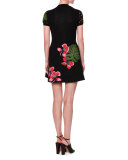 Tropical Dream Short-Sleeve Knit Dress, Black