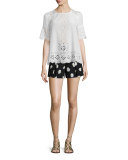 daisy dot silk-blend shorts, black