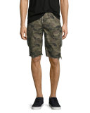 Camouflage Cargo Cutoff Shorts, Green
