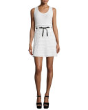 Sleeveless Scoop-Neck Crochet Dress, Ivory/White
