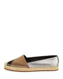 Hodgeson Check Canvas & Leather Espadrille Flat, Black/Silver