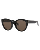 Monochromatic Cat-Eye Sunglasses, Black