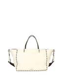 Rockstud Rolling Medium Guitar-Strap Tote Bag, Ivory