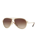 Gradient Pavé Aviator Sunglasses, Gold
