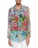 Milla Long-Sleeve Floral-Print Blouse, Plus Size