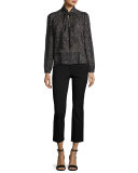 Straight Cropped Suit Pant, Black