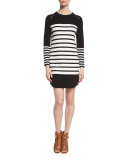 Scottie Striped Sweaterdress, Black/White Stripe