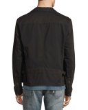 Zip-Front Denim Jacket, Black