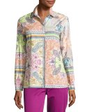 Quadrant Paisley Cotton Blouse, Red/White/Multi