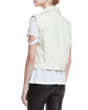 Cropped Denim Stonewash Vest, Ivory