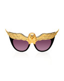 Plated Eaglet Cat-Eye Sunglasses, Black