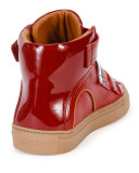 Herick Leather High-Top Sneaker, Red