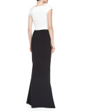 Melania Off-the-Shoulder Colorblock Ruched Long Dress
