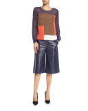 Asheton Leather Culotte Pants, Midnight