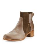 Viola Leather & Suede Bootie, Olive