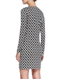 Reina Long-Sleeve Chain-Link-Print Dress