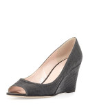 radiant sparkly wedge pump, black