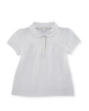 Karley Pique Polo Shirt, White, Size 4-14
