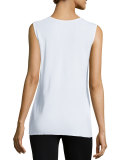 Round Sleeveless Tank, White 