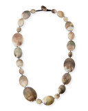 Long Shell Disc Necklace, 44"