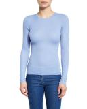 Long-Sleeve Featherweight Cashmere Sweater, Powder Blue