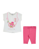 Camera Trompe l'Oeil Jersey Tee w/ Leggings, Blush, Size 12-36 Months