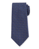 Woven Zigzag Silk Tie, Blue