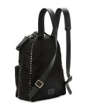 Rockstud Nylon Backpack, Black