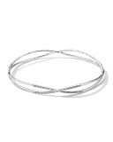 Sterling Silver 2 Crisscross Wire Diamond Bangle
