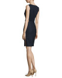 Sleeveless Stretch-Wool Gabardine Sheath Dress, Navy