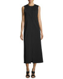 Split-Front Midi Dress, Black 